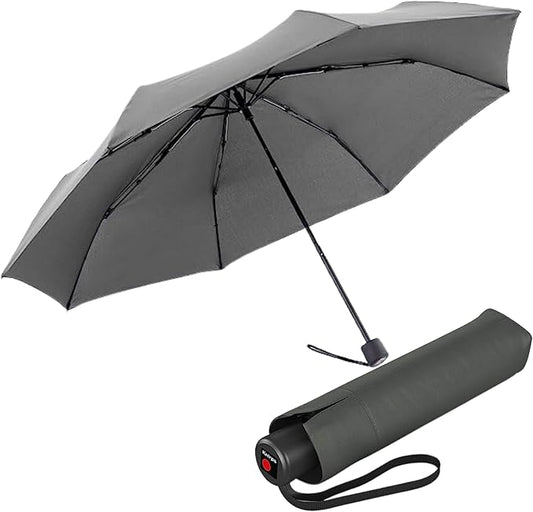 Knirps A.050 Dark Grey Manual Open Close Travel Rain Umbrella for Adults – Ultra Lightweight, Compact Windproof 38.5" Water Resistant Canopy, Steel Aluminum Frame, Travel Case Included