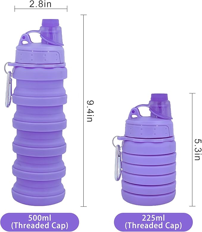 Collapsible Water Bottles Travel water bottle Sports Portable Sport Water Bottle Reusable Water Bottles comes with mountaineering Buckle 500ml silicone Water-proof camping water bottle