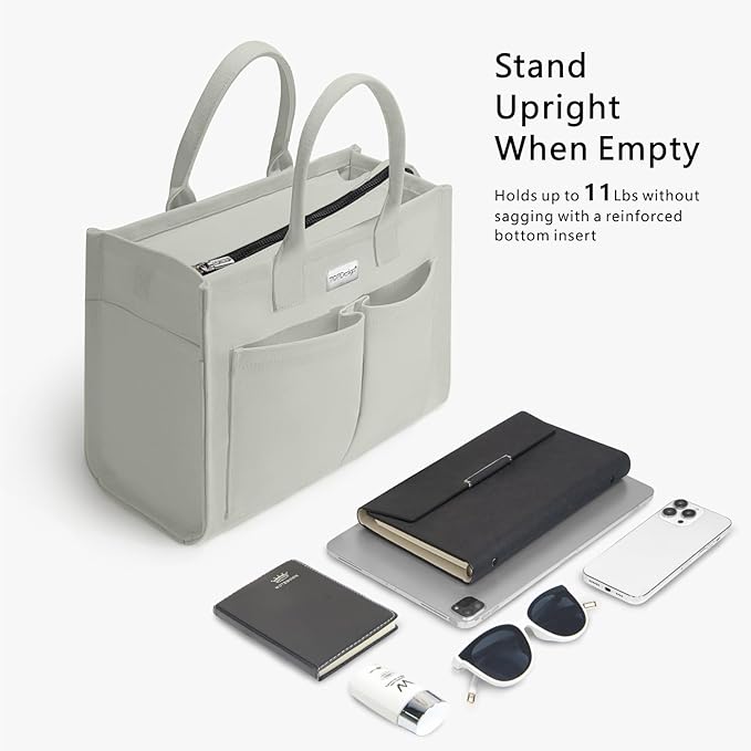 TOPDesign Heavy-Duty Canvas Tote Bag for Women, Adjustable Crossbody/Shoulder Handbag with 9 Pockets, Everything Tote