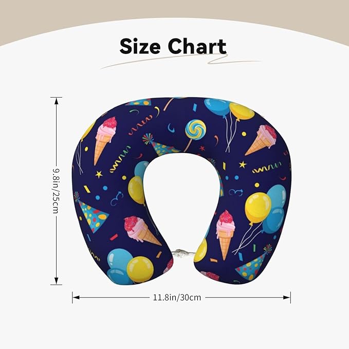 Support Neck Pillow for Youth Travel, Washable Airplane Chin Supporting and Relax U Shaped Pillows Happy Birthday Party