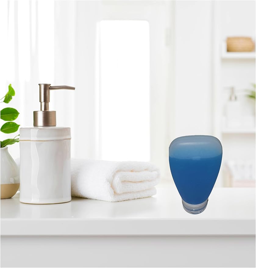 Travel Bottles for Toiletries, TSA Approved 3oz Leak Proof Silicone Soft Refillable Squeeze Travel Size Containers BPA Free for Cleansers, Lotions, Shampoo, Conditioner 3pk (Clear)