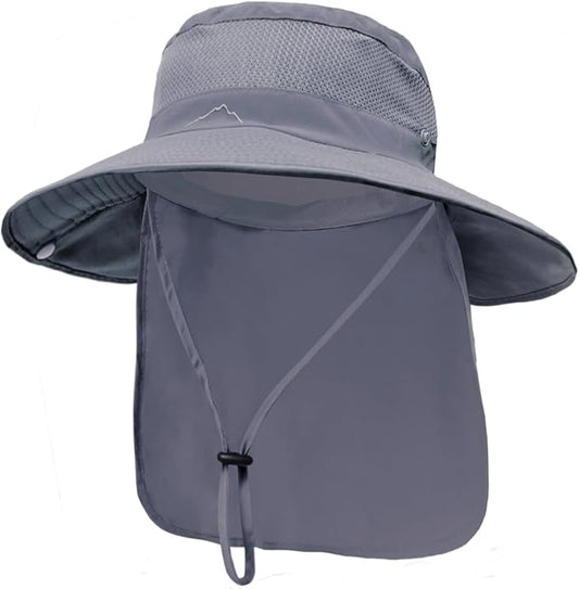 ZOORON Sun Hats for Men Women Fishing Hat with Neck Flap,UPF 50+ Sun Hat Waterproof Wide Brim Bucket Hats for Safari Hiking
