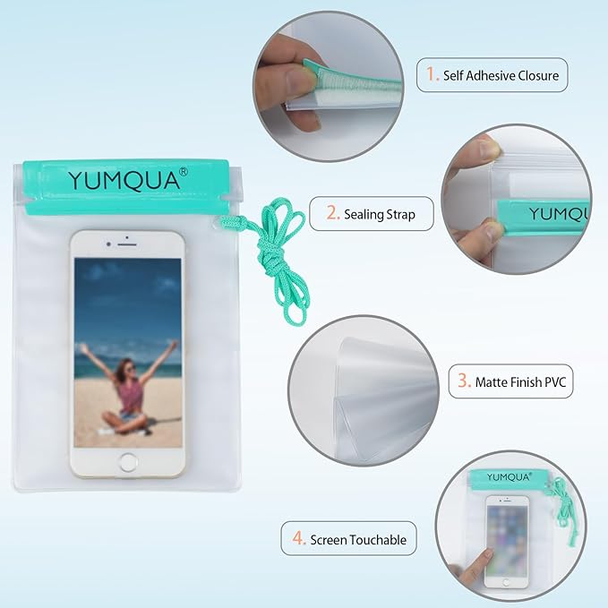 YUMQUA Clear Waterproof Bags, Water Tight Cases Pouch Dry Bags for Camera Mobile Phone Maps Pouch Kayak Military Boating Document Holder