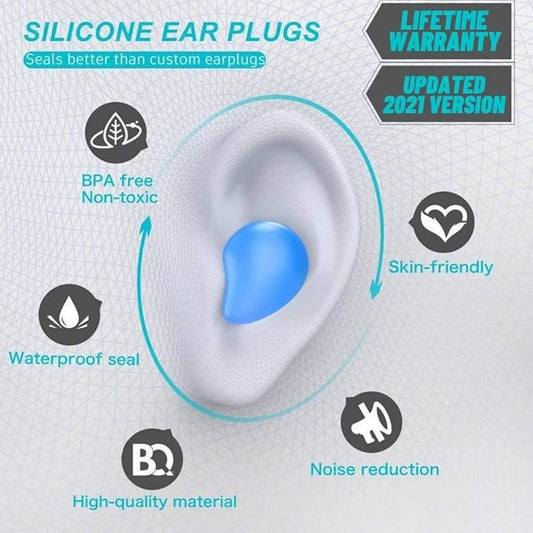 Silicone Ear Plugs for Sleeping Swimming,Reusable Moldable Noise Cancelling Earplugs for Shooting Range, Swimmers, Snoring, Airplanes, Travel, Work, Studying, (16-Pillows)