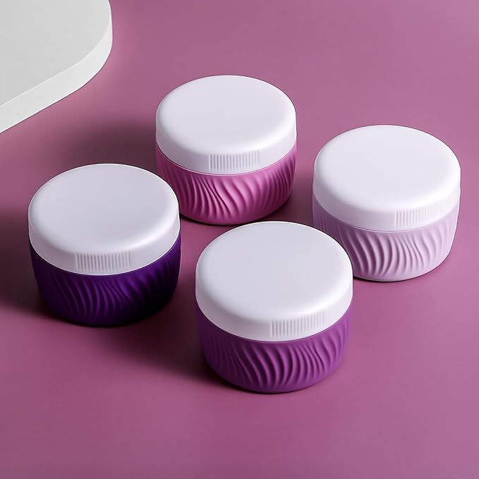 Travel Containers for Toiletries, Silicone Cream Jars BPA-Free, TSA Approved 2oz Travel Size Containers, Leak-proof Portable Size Silicone Jars with Lid for Face Hand Body Cream (4 Pack)