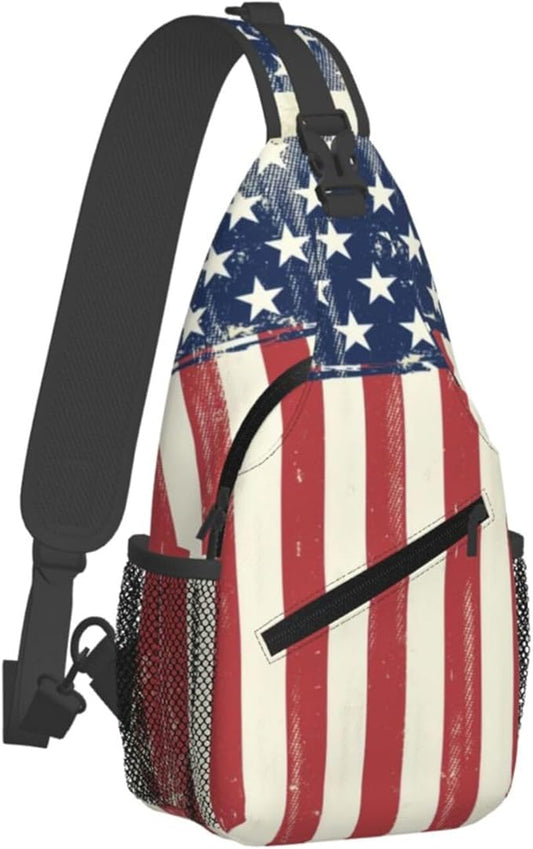American Flag Sling Bag Multipurpose Crossbody Sling Backpack Travel Cycling Hiking Shoulder Bag For Women Men