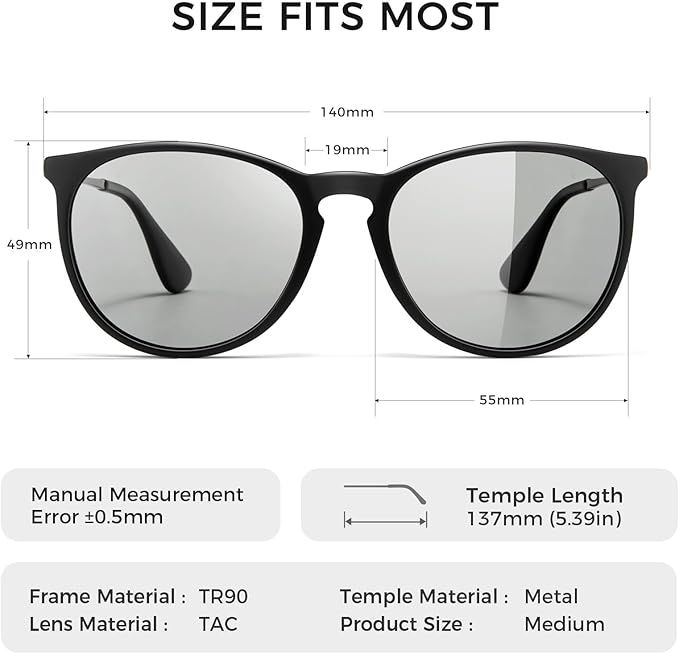SUNGAIT Premium Vintage Round Sunglasses for Women Men Classic Retro Trendy Style