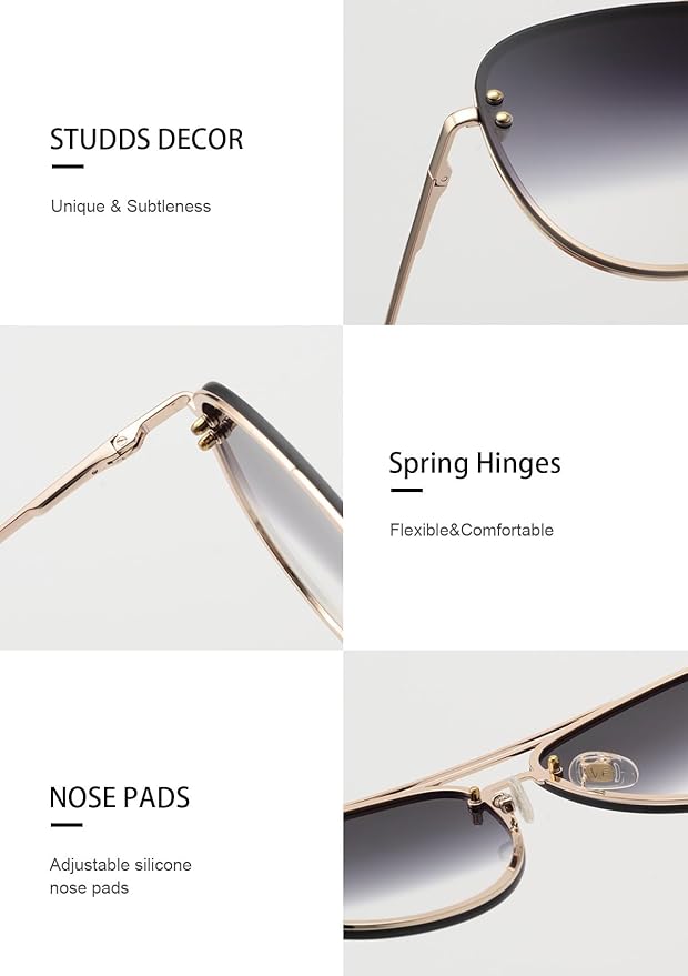 Trendy Oversized Aviator Sunglasses for Women 2025, Cute Retro Aviator Sun Glasses UV Protection Big Shades VF2203