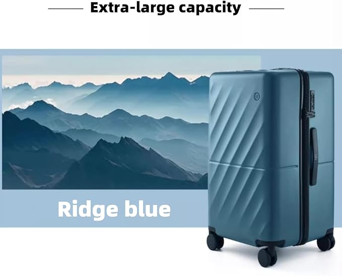 NINETYGO Trunk Luggage 29 Inch, Large Checked Luggage with Double Spinner Wheels, Anti-Burst Zipper, Hard Case PC Suitcase, Lightweight Travel Luggage, TSA Approved (Topaz Blue, Hudson)