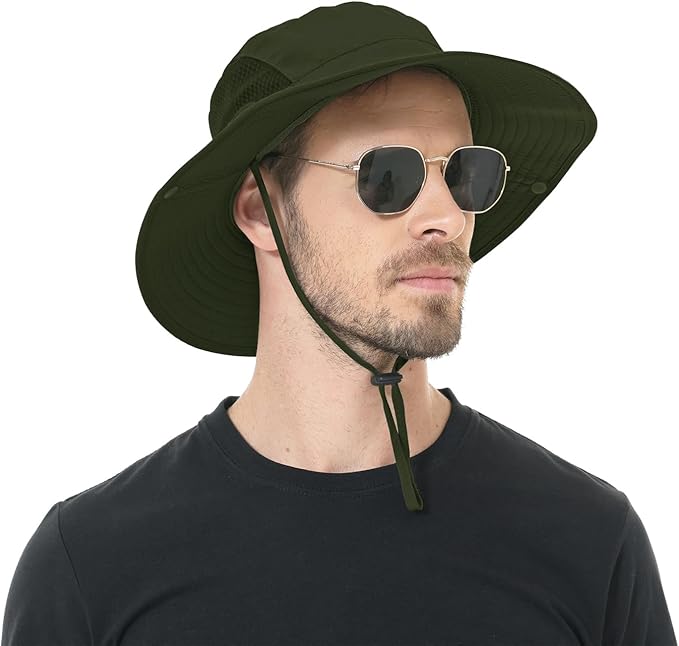 Sun Hat for Men Women UPF 50+ Fishing Hats Waterproof Wide Brim Boonie Bucket Hat for Safari Beach Hiking Garden