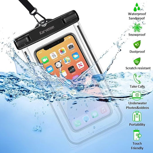 Waterproof Phone Pouch/Case, Water Proof Phone Pouch for iPhone & Samsung Galaxy, Universal Luminous IPX8 Phone Water Protector Pouch for Travel, Vacation, Beach, Cruise Essentials- 2 Pack
