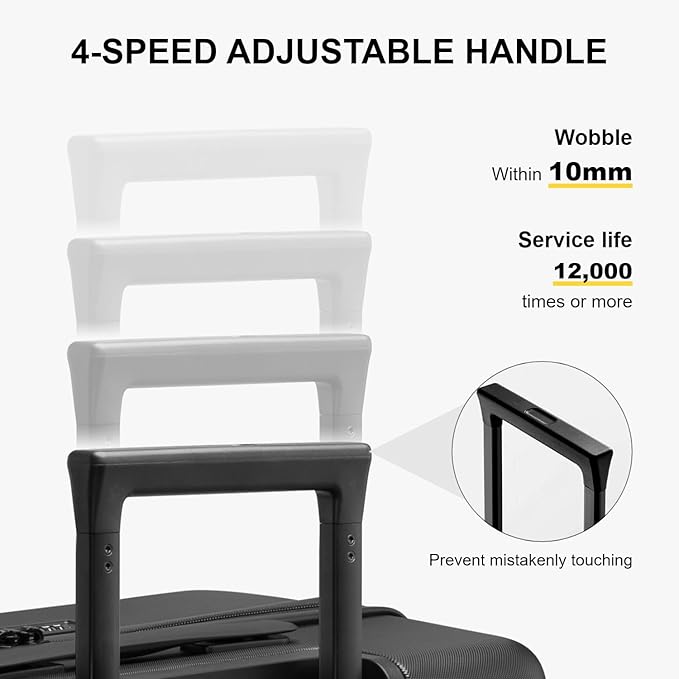 LEVEL8 Trunk Luggages, Large Suitcase 28 Inch Luggage with Spinner Wheels, Luminous Textured Checked Lightweight Hard Shell with Tsa Lock, Black