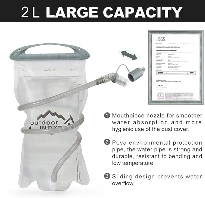 INOXTO Small Hiking Backpack with 2L Water Bladder and Waterproof Rain Cover, 25L Hydration Daypack for Travel, Cycling, Camping, Outdoor