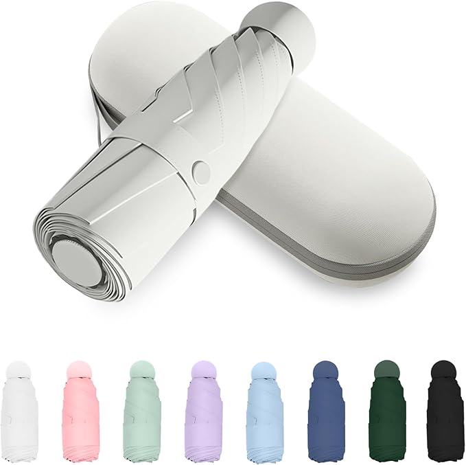 Compact Travel Umbrella, Small Pocket Mini Umbrella for Purse Wallet, UV Sun Rain Umbrellas for Backpack, Portable Folding Umbrellas for Women Kids