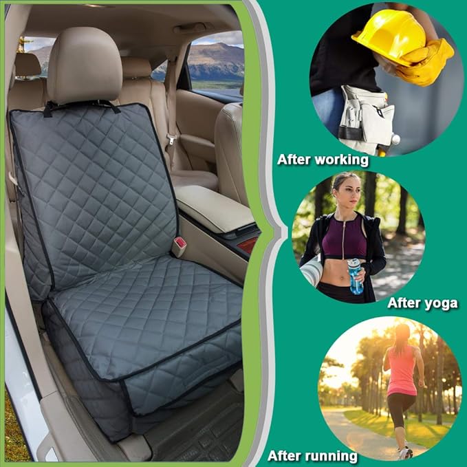 HAPYFOST Waterproof Front Seat Cover Dog Car Seat Covers Nonslip and Full Protection with Side Flaps Fits Most Cars, Trucks, SUVs(Grey, 2Pack)