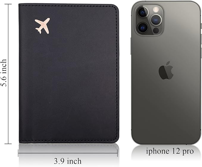 Deziliao Passport Holder,Passport Holder Card Slots, Passport and Vaccine Card Holder Combo, Cute Passport cover for Women and Men, with Waterproof Rfid Blocking, Passport Travel Wallet(Black)