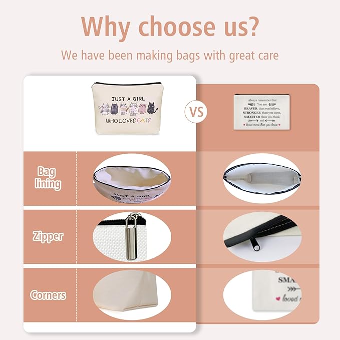 Cat Makeup Bag For Cat Lover Gift: Cute Cosmetic Bag Just A Girl Who Love Cats Themd For Daughters, Sisters, Friends,Teen Girl & Women.Ideal Gifts For Travel, Birthdays, Graduation & Christmas.