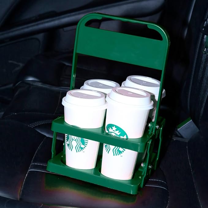 musbus Reusable Drink Carrier with Handle for Delivery Drivers, Portable Cup/Coffee Holder Accessories for Delivery, Foldable Drinks Caddy with Tray, Car Durable Plastic Festive Bottle, Vacation