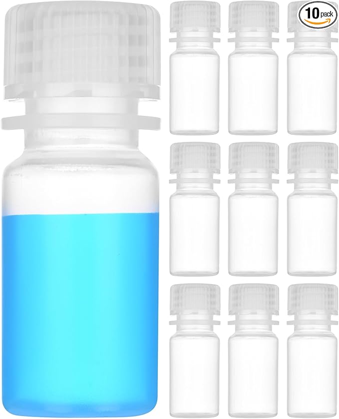 0.5oz/15ml Plastic Sample Bottles with caps, Wide Mouth Reagent Bottle with Lids Leak Proof Containers Water Sample Bottles for Laboratories, Travel(10Pcs)