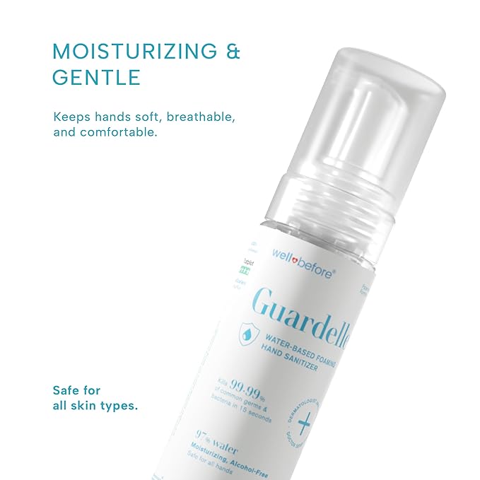 Well Before Guardelle, Alcohol-Free Foaming Hand Sanitizer - 97% Water, Non-Sticky Micro-Foam, 7 fl oz (Pack of 2)