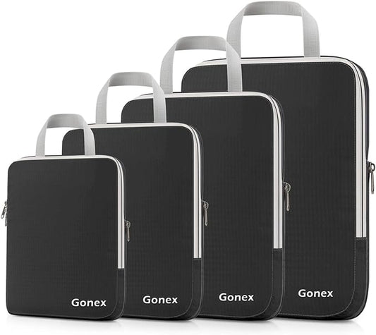 Gonex Compression Packing Cubes, 3pcs/4pcs Expandable Storage Travel Luggage Bags Organizers