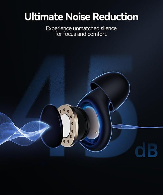 Ear Plugs for Sleeping 45dB Noise Cancelling Ear Plugs for Noise Reduction & Snoring, Concerts, Earplugs for Sleep, Sider Sleepers Airplane, Silicone Earplugs Reusable Concert Ear Plug+8Tip Dark Black