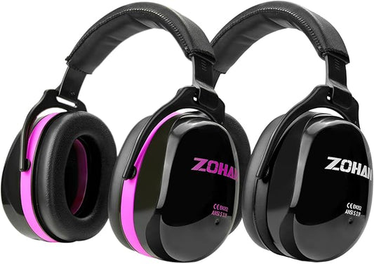 ZOHAN 012 Noise Reduction Earmuffs 2 Packs for Hearing Protection, NRR 28dB Adjustable Safety Ear Muffs for Mowing, Autism