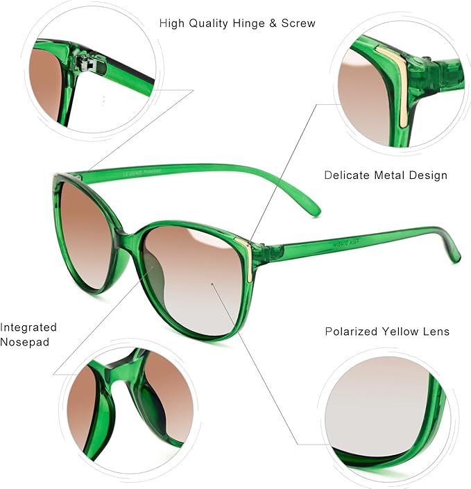 Face Shadow Polarized Sunglasses for Women, Cat Eye Sunglasses for Small Face Ladies Ultralight UV400 Protection
