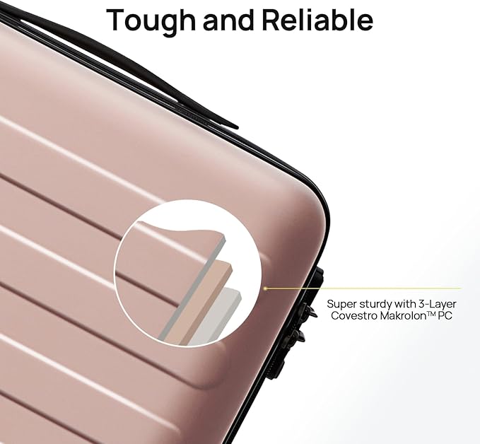 NINETYGO Medium Checked Luggage 24 Inch, Checking In Luggage with Smooth Spinner Wheels, Lightweight, Hard Shell PC Suitcase, Lightweight Travel Luggage, TSA Approved (Pink, Rhine Basic)