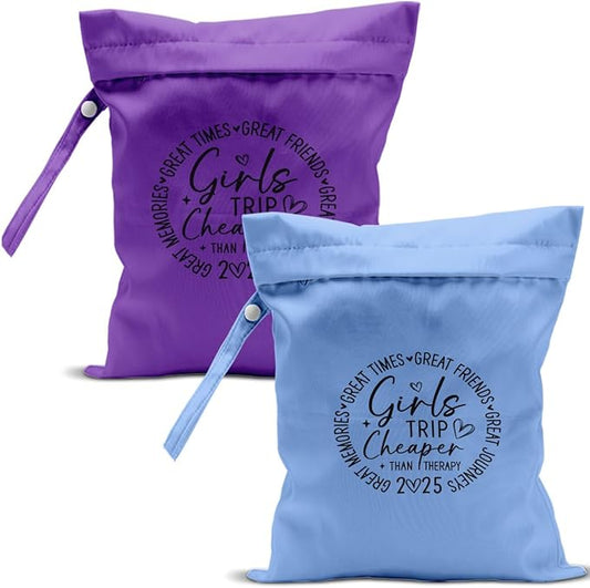 2Pcs Girls Trip Gifts Wet Dry Bag, Beach Bag Wet Bag Favors Aloha Bags, Sunscreen Bags Swimsuit Toiletry Travel Essentials For Women, For Beach Travel Laundry bags Dirty Diaper Swimsuit Gifts