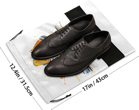 Canvas Travel Shoe Bag Waterproof Portable Shoe Bags for Storage with Drawstring Breathable Mesh Washing Organizer for Laundry Sneakers Boots Dance Shoes