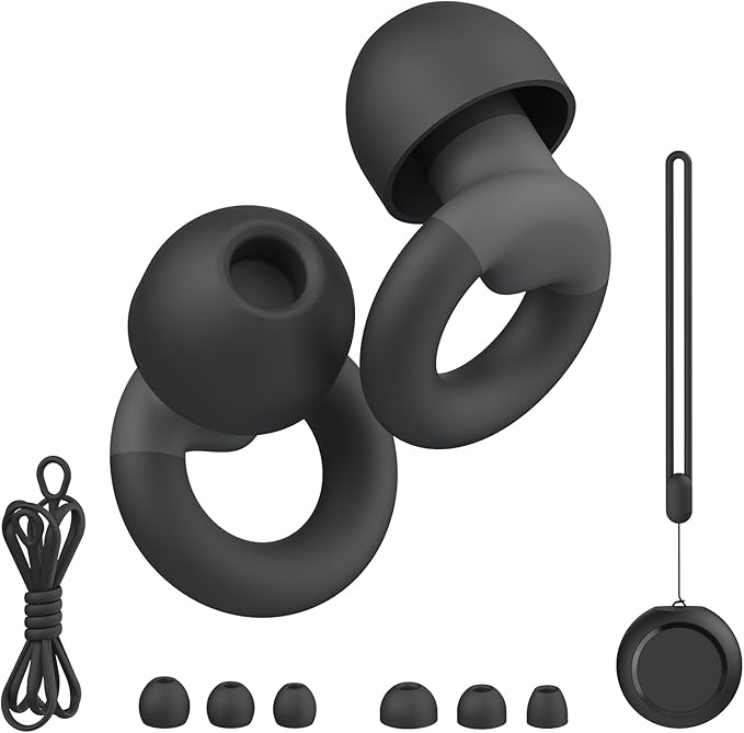 Earplugs for Sleeping,Noise Reduction Soft Silicone Ear plugs with 7 Pairs Ear tips&One Connection Cord,Hearing Protection Reusable Earplugs for Sleeping,Concert,Work&Sound Reduction 25dB-30db