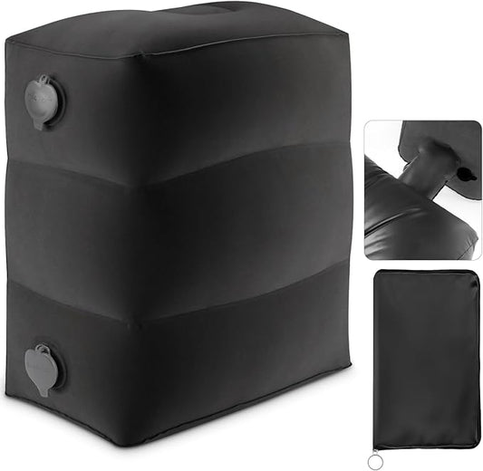 Maliton Inflatable Foot Rest Pillow for Travel,Kids Airplane Bed,Adjustable 3 Layers Height Leg Pillow of Air Travel Essentials,Car, Office, Home - Fast Inflation (Black)