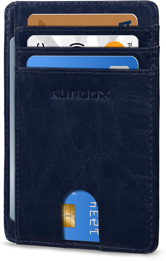 RUNBOX Slim ID Cases Minimalist Front Pocket RFID Blocking Leather Wallets for Men and Women Card Holder Wallets Gifts for men