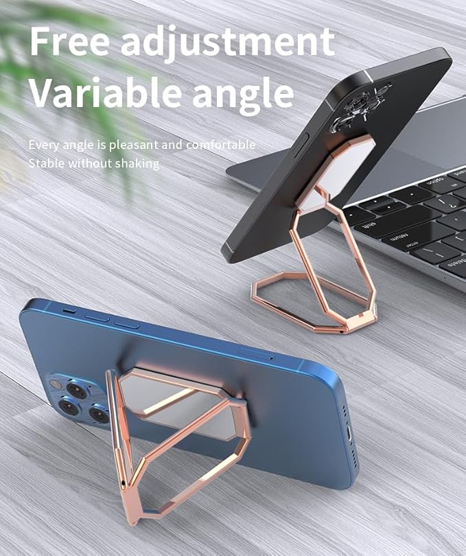 Phone Ring Holder Finger Kickstand Foldable Cell Phone Stand 360°Rotation Metal Ring Grip Holder for Magnetic Car Mount Compatible with iPhone iPad Most Smartphone Silver