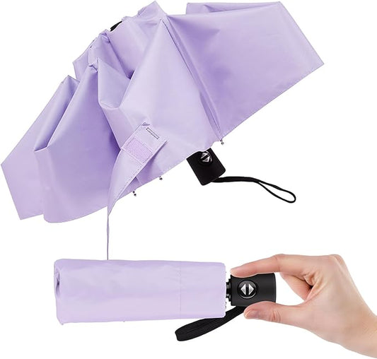 Automatic Mini Travel Umbrellas for Rain/Sun, Small Lightweight Folding Auto Open/Close Windproof Compact Umbrellas for Women Men, Fits Car & Backpack