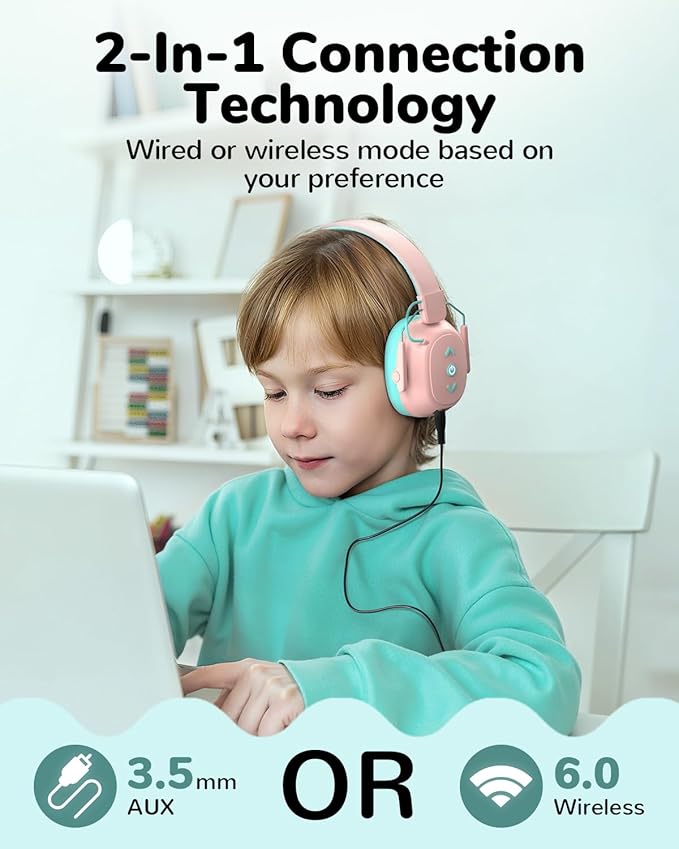 Kids Noise Cancelling Headphones, Sound Proof Ear Protection, 29dB SNR Noise Reduction Bluetooth 6.0 Earmuff, 94dB Lock - 80H Playtime, Hearing Protection for Autism, Shooting Gun Range Mowing (Pink)