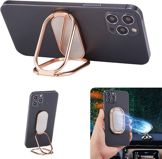 Phone Ring Holder Finger Kickstand Foldable Cellphone Back Stand 360° Rotation Metal Grip Holder for Magnetic Car Mount Compatible with iPhone Samsung Smartphone iPad