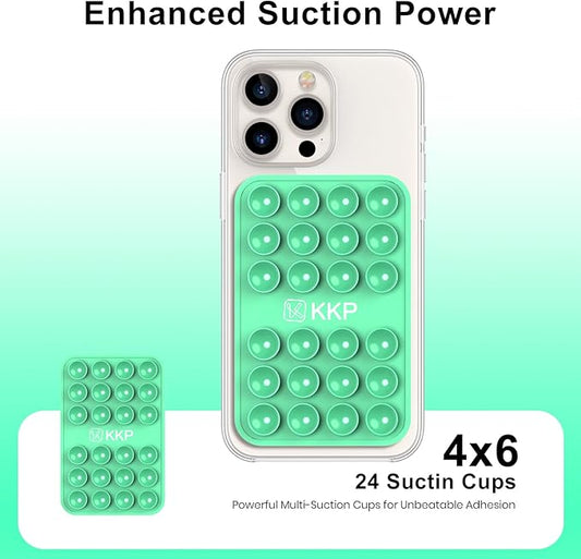 KKP Classic MAX - Silicone Suction Phone Case Adhesive Mount - Hands-Free, Strong Grip Holder for Selfies and Videos - iPhone and Android Compatible - 2.6″ x 3.9″