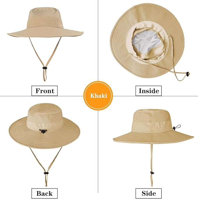 Sun Hats for Men Women Fishing Hat UPF 50+ Breathable Wide Brim Summer UV Protection Hat