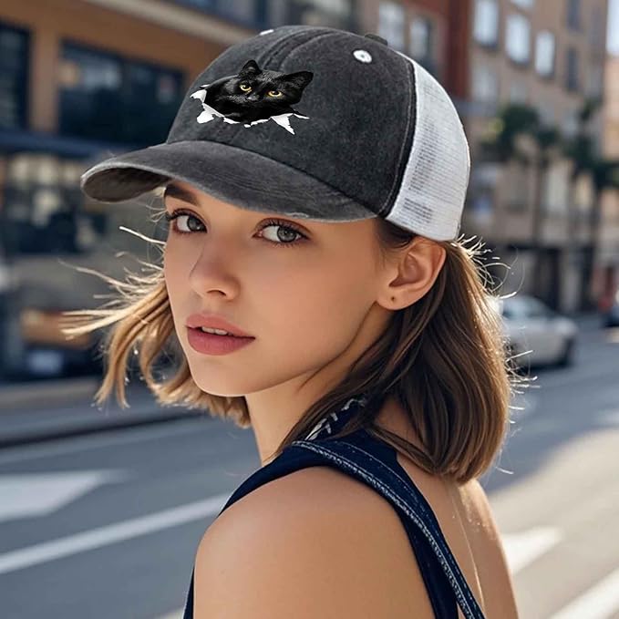 Cat Mom Proud, Cat Lover Mom Ripped Hole Paw Design hat Outdoor Cap for Grandpa