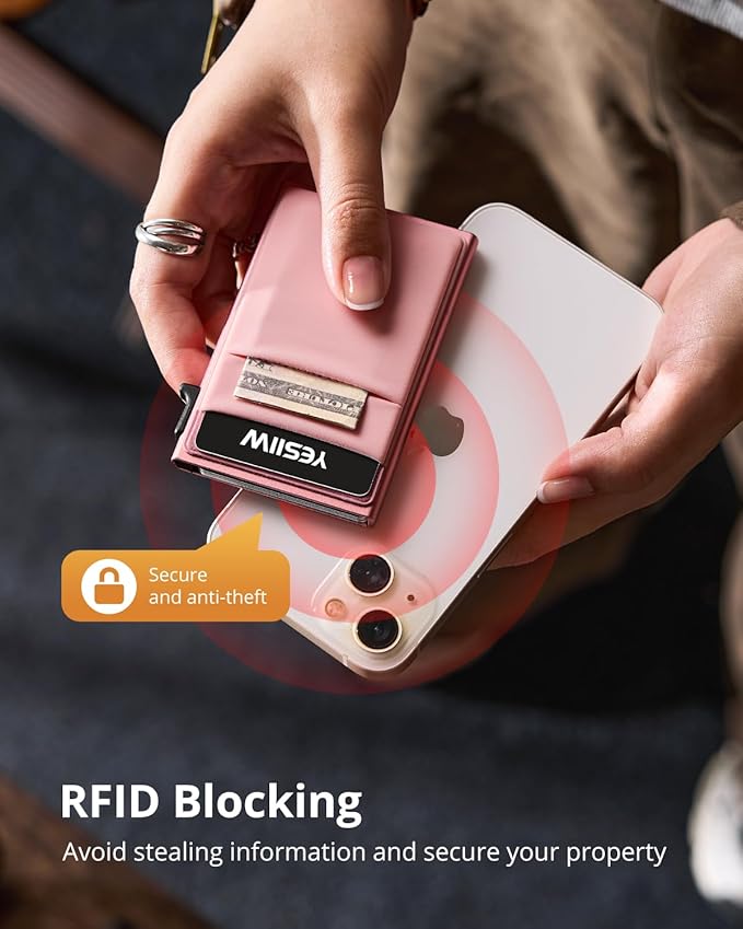 YESIIW Credit Card Holder Wallet for Men RFID Blocking Slim Minimalist Metal Wallet with Money Pocket Contactless Card Protector