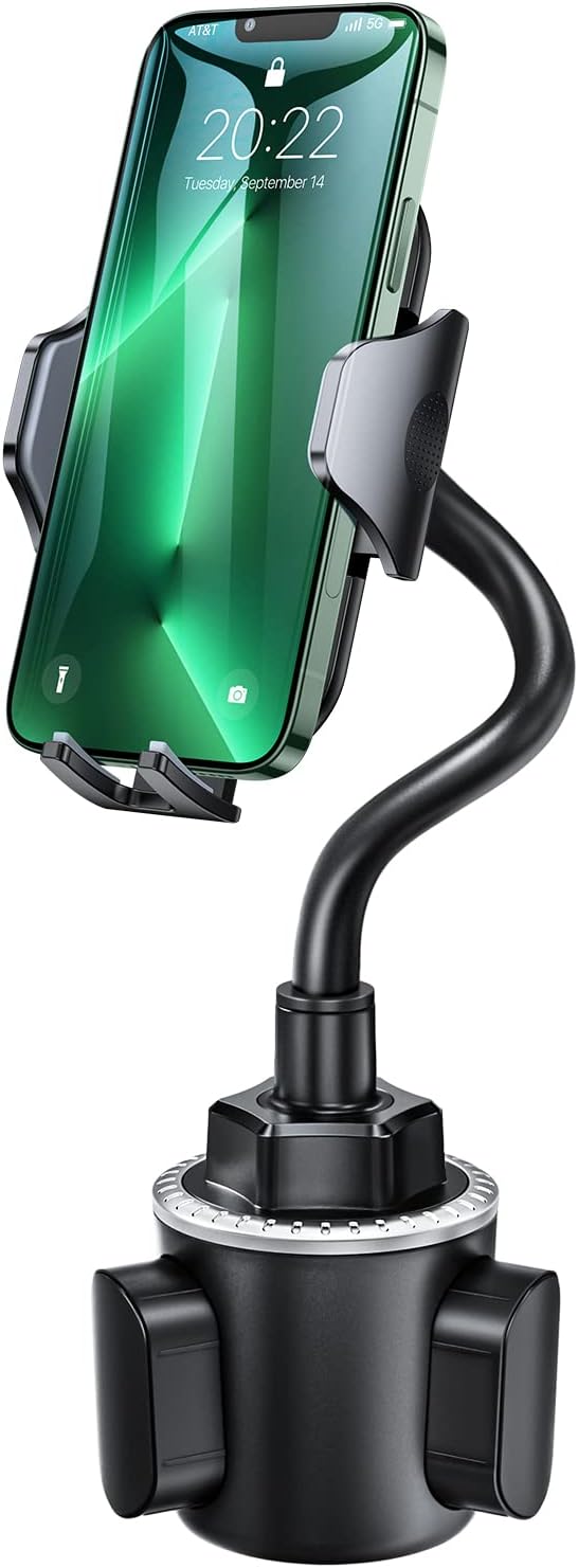 andobil Military-Grade Cup Phone Holder for Car/Truck, [2026 Enhanced] 13" 360° Adjustable Gooseneck w/Anti-Shake Car Mount, Universal Car Phone Holder for iPhone/Samsung/Pixel All 4.0-7.0" Devices