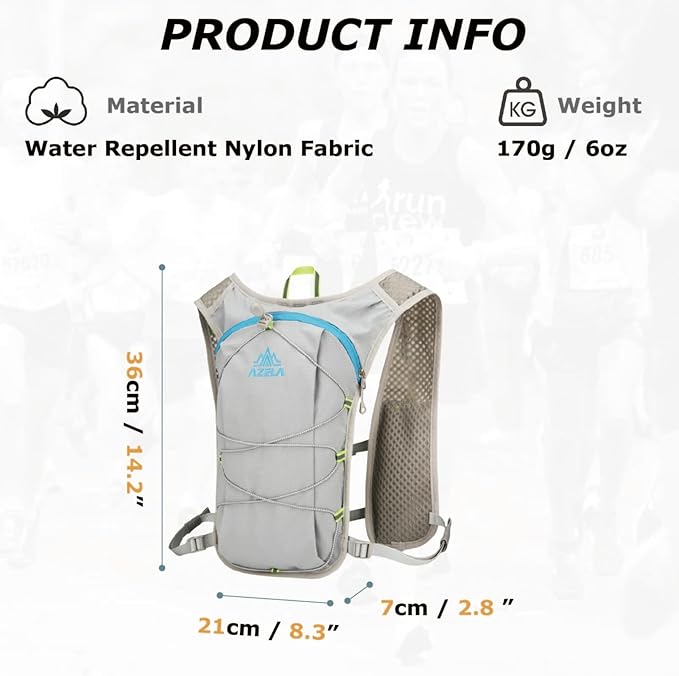 YAPJEB Lightweight Hydration Pack Backpack Vest, Optional 1.5L 2L BPA Free Water Bladder - Leakproof Breathable for Men Women Running Hiking Cycling Marathon