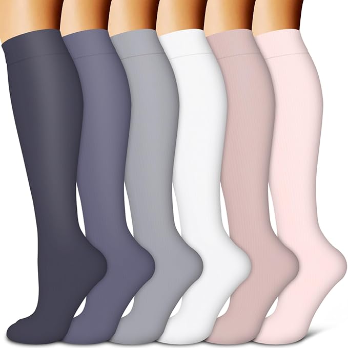 BLUEENJOY Copper Compression Socks for Women & Men (6 pairs) - Best Support for Nurses, Running, Hiking, Recovery