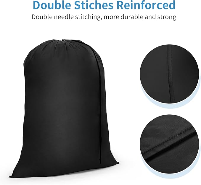 OTraki Large Laundry Bag 28x40 inch Heavy Duty Laundry Hamper Line Bag Dirty Clothes Organizer Drawstring Laundry Bag Machine Washable for Camp Home Tral Dorm Black