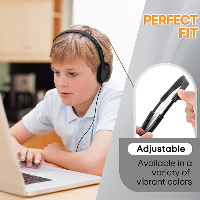 Bulk Headphones 100 Pack for Classroom School Kids, Wholeslae Wired Durable Earphones Class Set for Students Children Toddler Teens Boys Girls and Adult (HY857,100 Black)