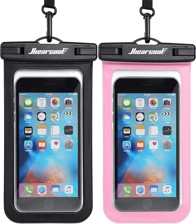 Hiearcool Universal Waterproof Case, Waterproof Phone Pouch Compatible for iPhone 17 16 15 14 13 Pro Max XS Plus Samsung Galaxy S22 Cellphone Up to 8.3", IPX8 Cellphone Beach Bag for Travel - 2 Pack