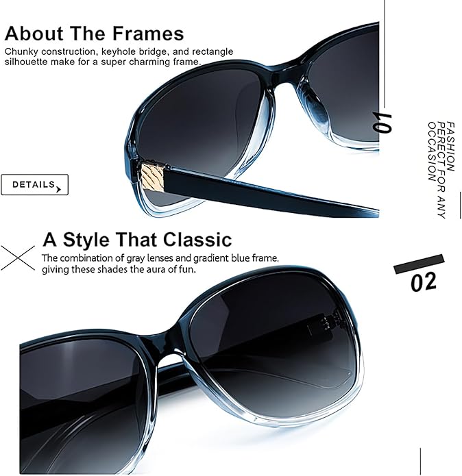 SIPHEW Polarized Sunglasses for Women | Vintage Square Sunglasses w UV400 Protection | Womens Wraparound Shade