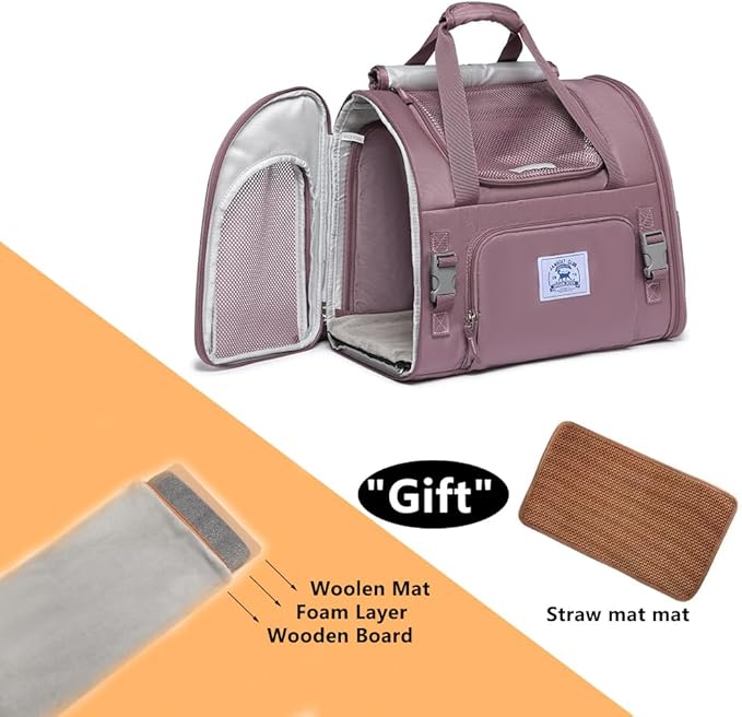 Pet Backpack Carrier for Small Dogs Medium Cats, Puppies,Breathable and Collapsible Design, Portable Travel Bag for Bearded Dragon,Rabbit Cage (Purple, Large)